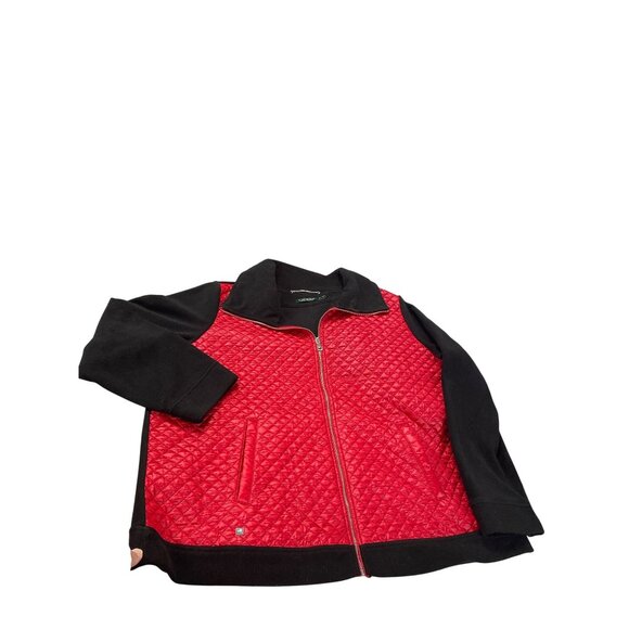 Lauren Ralph Lauren Womens Black Red Diamond Quilted Zip Fleece Jacket Sz 3X SKU - Picture 1 of 16